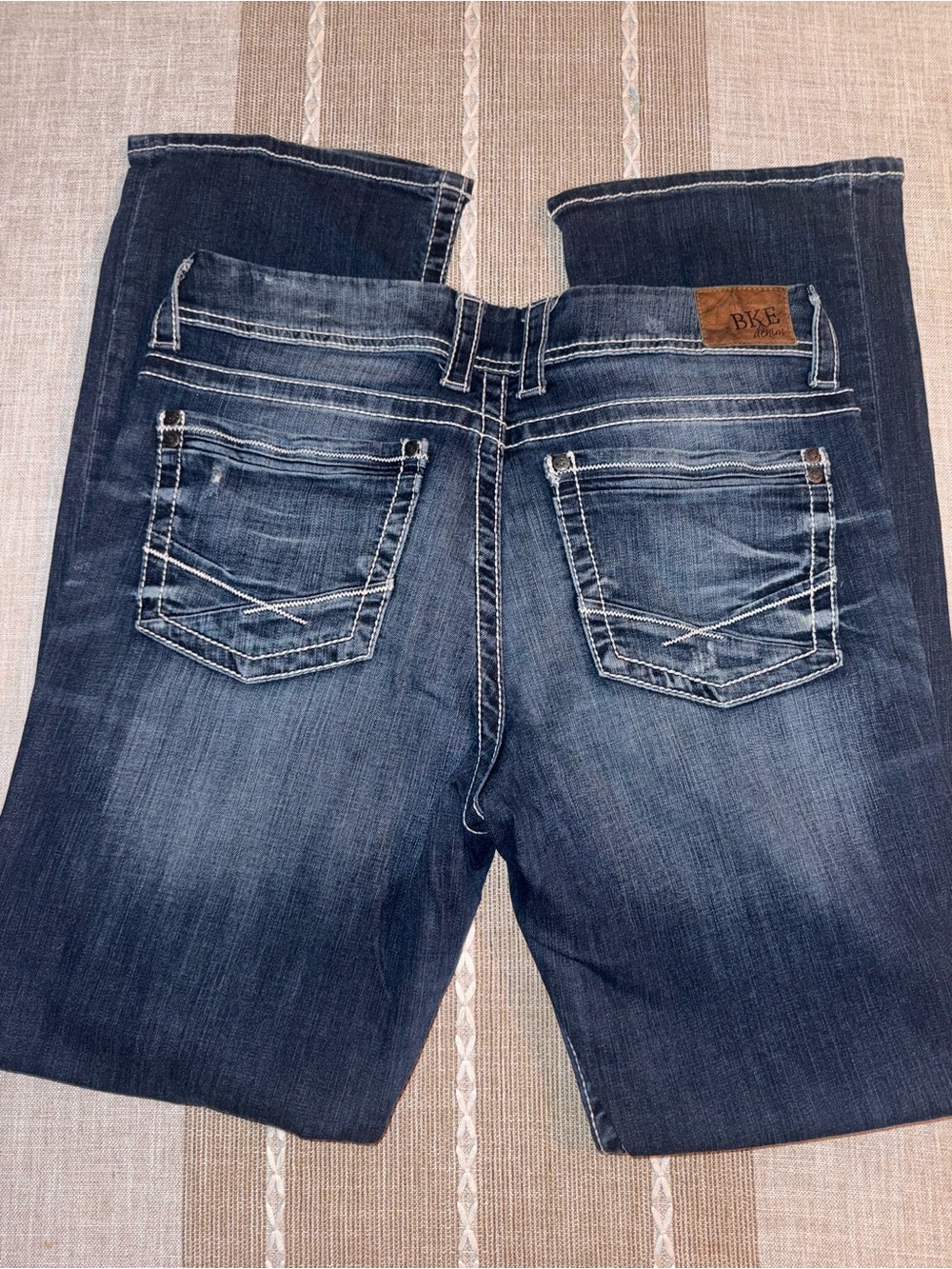 BKE Women's Dark Indigo Bootcut Jeans with Contrast Stitching- Dakota